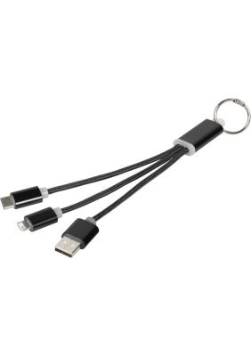 Metal 3-in-1 charging cable with keychain