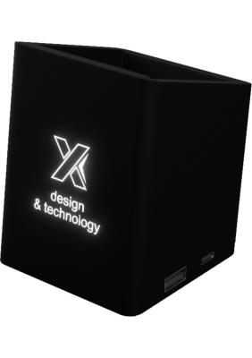 SCX.design O11 antibacterial light-up logo pencil holder with dual USB output